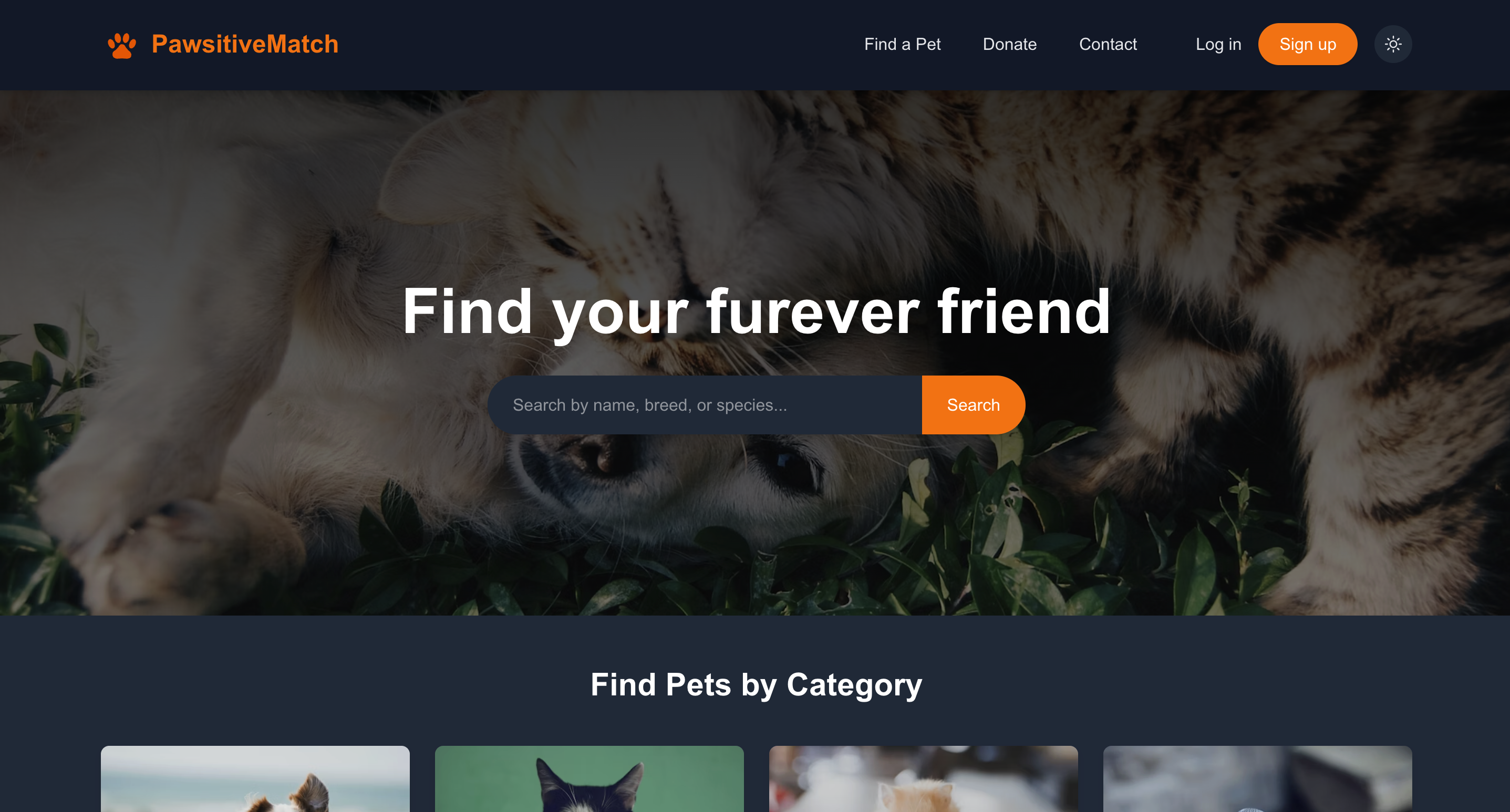 Screenshot of PawsitiveMatch project