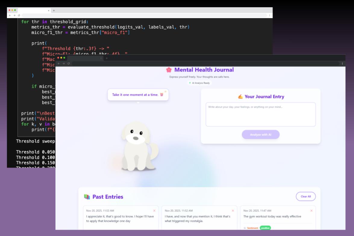 Screenshot of Mental Health Journal project